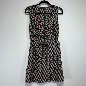 Bebop Bird Print Sleeveless Ruffle Front Dress Elastic Waist Pocket Dress Size M